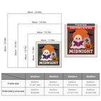 Size chart for square punch needle kits from 30 x 30 cm to 60 x 60 cm
