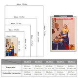 Size chart for punch needle kits from 20 x 30 cm to 60 x 80 cm