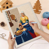 Punching the Milkmaid at Window design with the punch needle