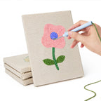 Hand punching one of the Mixed Meadow Blooms mini canvases