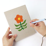 Punching a Mixed Meadow Blooms mini canvas with the punch needle