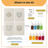 What is in the Monkey and Wolf set: 4 printed canvases, punch needle, threader, threads, color guide and 4 sets of hangers (6 × 8 in (15 × 20 cm) each)