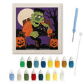 Monster and Cat Nap punch needle kit: finished canvas with threads, punch needle and threader
