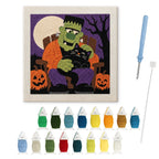 Monster and Cat Nap punch needle kit: finished canvas with threads, punch needle and threader