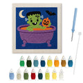 Monster Bath Time punch needle kit: finished canvas with threads, punch needle and threader