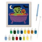 Monster Bath Time punch needle kit: finished canvas with threads, punch needle and threader