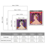 Size chart for square punch needle kits from 30 x 30 cm to 60 x 60 cm