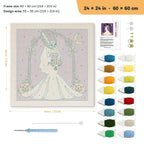 Monster Bride punch needle kit, 24 × 24 in (60 × 60 cm): canvas size and kit contents