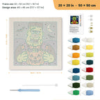 Monster Candy Bowl punch needle kit, 20 × 20 in (50 × 50 cm): canvas size and kit contents