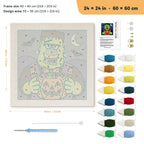 Monster Candy Bowl punch needle kit, 24 × 24 in (60 × 60 cm): canvas size and kit contents
