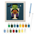 Monster on the Loo punch needle kit: finished canvas with threads, punch needle and threader
