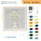 Monster on the Loo punch needle kit, 24 × 24 in (60 × 60 cm): canvas size and kit contents