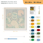 Monster Pumpkin Farmer punch needle kit, 20 × 20 in (50 × 50 cm): canvas size and kit contents