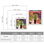 Size chart for square punch needle kits from 30 x 30 cm to 60 x 60 cm