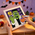 Punching the Monster Scientist design with the punch needle