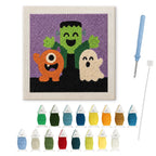 Monster Trio punch needle kit: finished canvas with threads, punch needle and threader