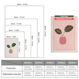 Size chart for punch needle kits from 20 x 30 cm to 60 x 80 cm