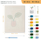 Monstera Bud Vase punch needle kit, 20 × 24 in (50 × 60 cm): canvas size and kit contents