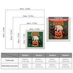 Size chart for square punch needle kits from 30 x 30 cm to 60 x 60 cm