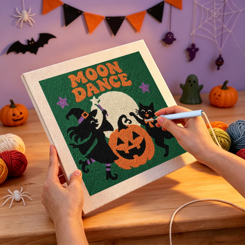 Punching the Moon Dance design with the punch needle