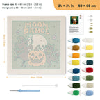 Moon Dance punch needle kit, 24 × 24 in (60 × 60 cm): canvas size and kit contents