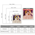 Size chart for square punch needle kits from 30 x 30 cm to 60 x 60 cm