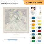 Moonlight Bride punch needle kit, 24 × 24 in (60 × 60 cm): canvas size and kit contents