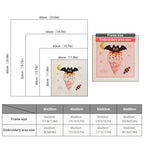 Size chart for square punch needle kits from 30 x 30 cm to 60 x 60 cm