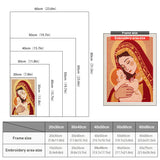 Size chart for punch needle kits from 20 x 30 cm to 60 x 80 cm