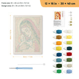 Mother and Child punch needle kit, 12 × 16 in (30 × 40 cm): canvas size and kit contents