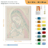 Mother and Child punch needle kit, 24 × 32 in (60 × 80 cm): canvas size and kit contents