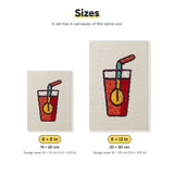 Size chart for the two mini canvas sizes: 6 x 8 in and 8 x 12 in