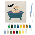 Mummy Bubble Bath punch needle kit: finished canvas with threads, punch needle and threader