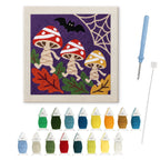 Mummy Mushrooms punch needle kit: finished canvas with threads, punch needle and threader
