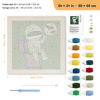 Mummy on the Loo punch needle kit, 24 × 24 in (60 × 60 cm): canvas size and kit contents