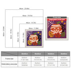 Size chart for square punch needle kits from 30 x 30 cm to 60 x 60 cm