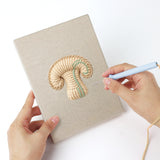 Punching a Mushroom and Chilies mini canvas with the punch needle