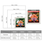 Size chart for square punch needle kits from 30 x 30 cm to 60 x 60 cm