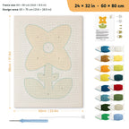 Mustard Petal Flower punch needle kit, 24 × 32 in (60 × 80 cm): canvas size and kit contents