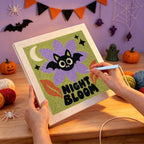 Punching the Night Bloom Bat design with the punch needle