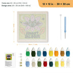 Night Bloom Bat punch needle kit, 12 × 12 in (30 × 30 cm): canvas size and kit contents