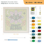 Night Bloom Bat punch needle kit, 24 × 24 in (60 × 60 cm): canvas size and kit contents
