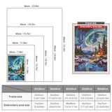 Size chart for punch needle kits from 20 x 30 cm to 60 x 80 cm
