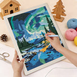 Punching the Northern Lights Cabin design with the punch needle
