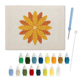 Orange Dahlia punch needle kit: finished canvas with threads, punch needle and threader