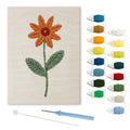 Orange Daisy punch needle kit: finished canvas with threads, punch needle and threader