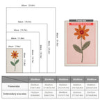 Size chart for punch needle kits from 20 x 30 cm to 60 x 80 cm