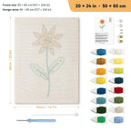 Orange Daisy punch needle kit, 20 × 24 in (50 × 60 cm): canvas size and kit contents