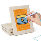 Hand punching one of the Orange Drink Stand mini canvases