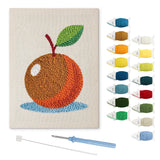 Orange on Blue punch needle kit: finished canvas with threads, punch needle and threader
